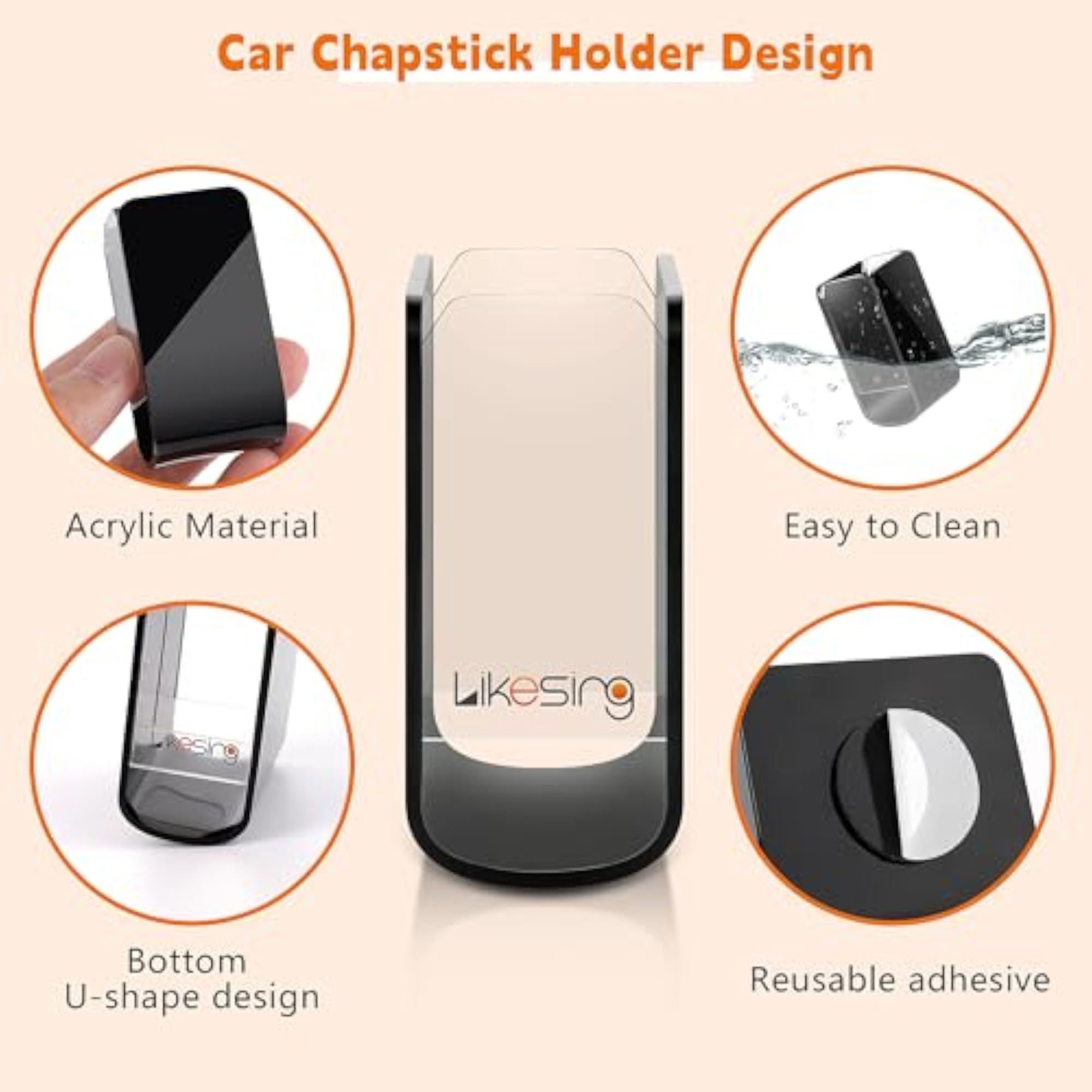 Black Acrylic Car Lipstick Holder Organizer Case